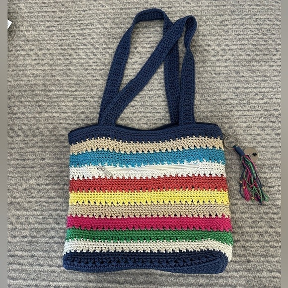 The Sak Bright Multicolor Purse Striped Crochet Shoulder Bag - Picture 1 of 7